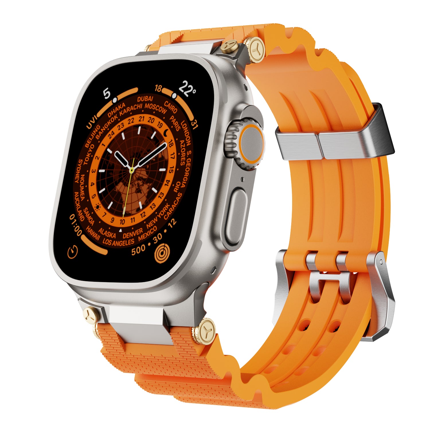 Silicone + Stainless Steel Linker Strap for Apple Watch