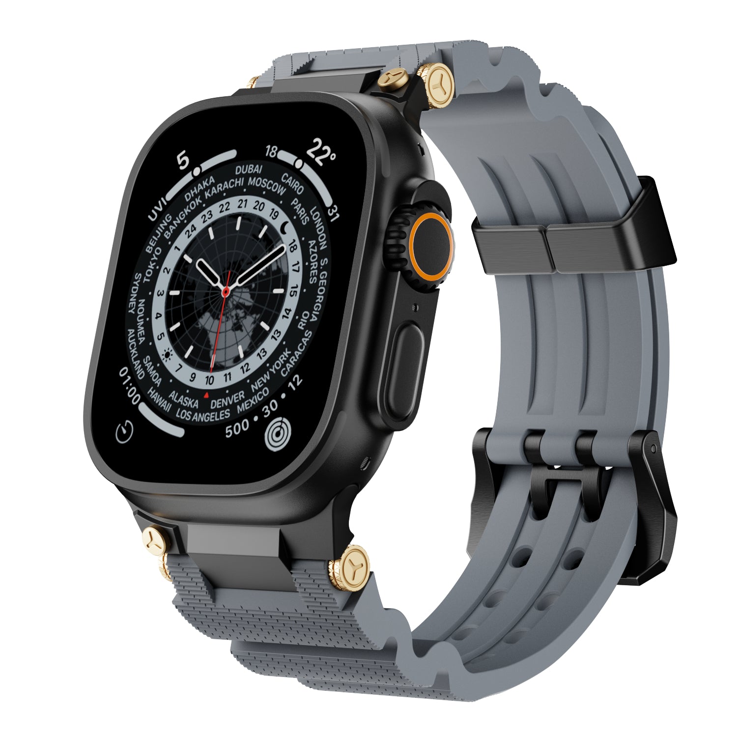 Silicone + Stainless Steel Linker Strap for Apple Watch