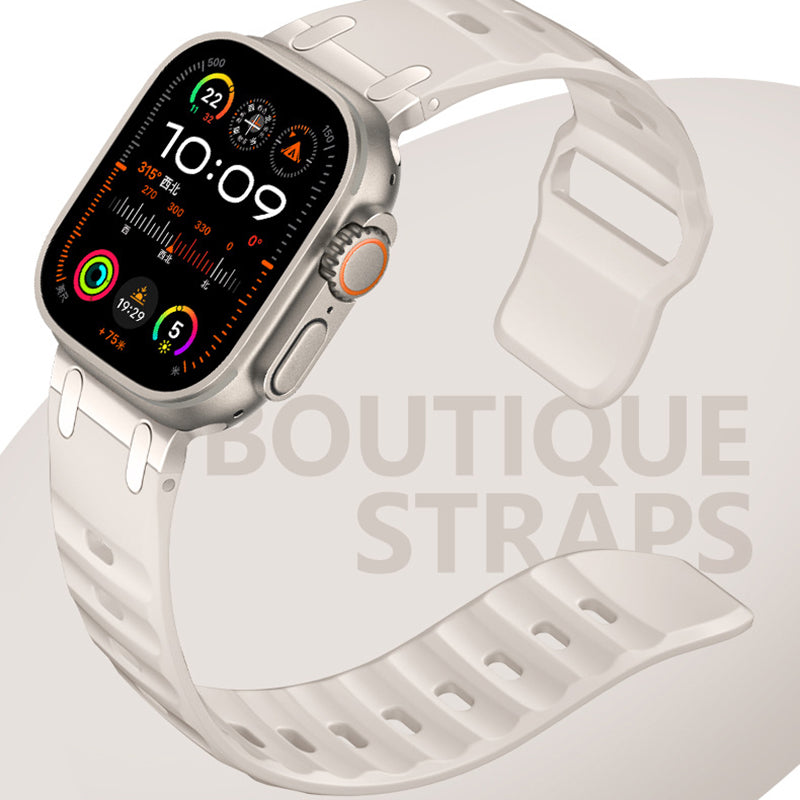 Metal Connector+Silicone Solid Color Strap For Apple Watch