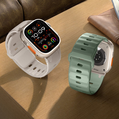 Metal Connector+Silicone Solid Color Strap For Apple Watch