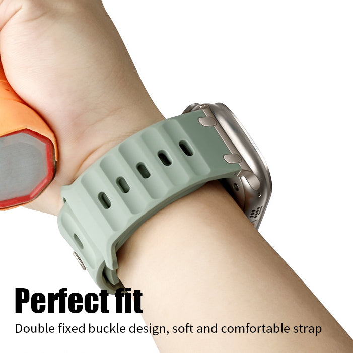 Metal Connector+Silicone Solid Color Strap For Apple Watch