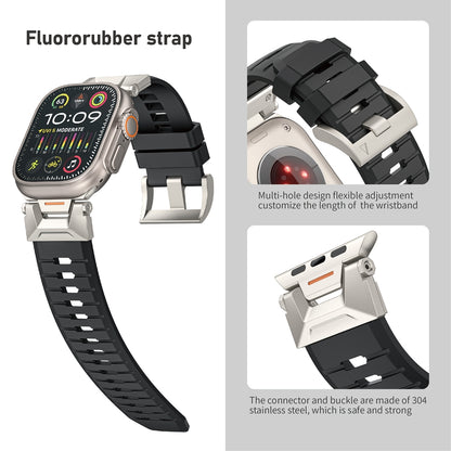 Fluorine Rubber+Metal Connector Strap For Apple Watch