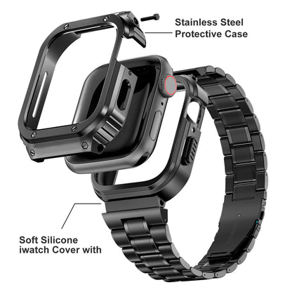 Stainless steel metal protective case modified Strap For Apple Watch